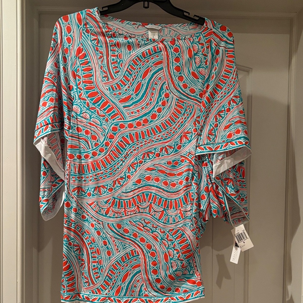 Trina Turk Coral and Teal Swim Coverup Size Small